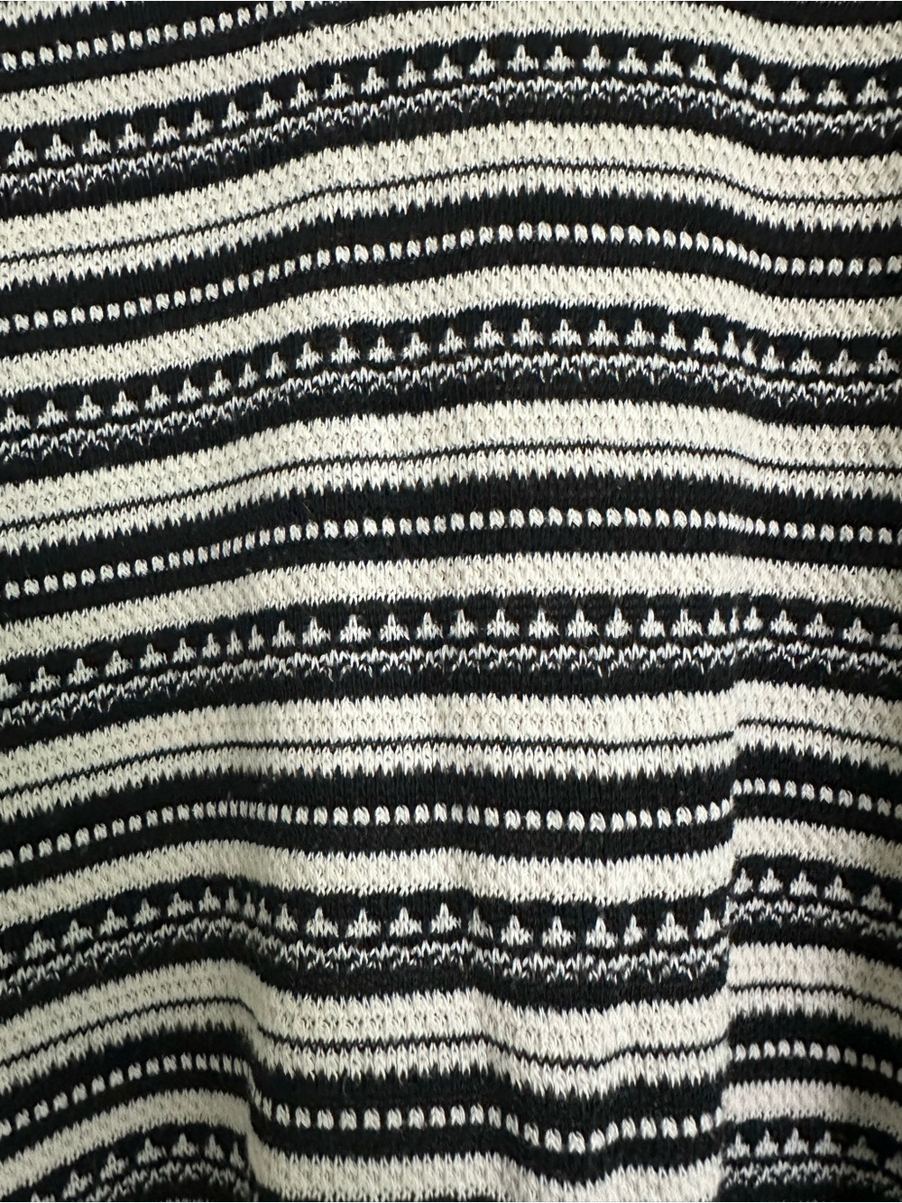 Lucky Brand Chloe Womens XL Black Cream Striped Knit Henley Shirt Sweater Boho - Picture 5 of 8